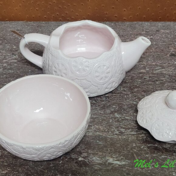 Vintage KATE WILLIAMS Wagon Wheel Pink 3 set Tea for ONE - Picture 6 of 6